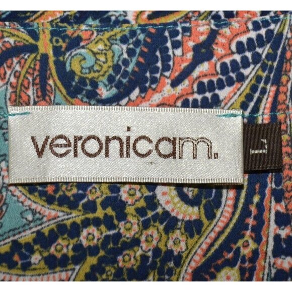 Veronica M. Ladies Paisley Faux Wrap V-Neck Blouse Top Size L Boho Colorful - Picture 8 of 10